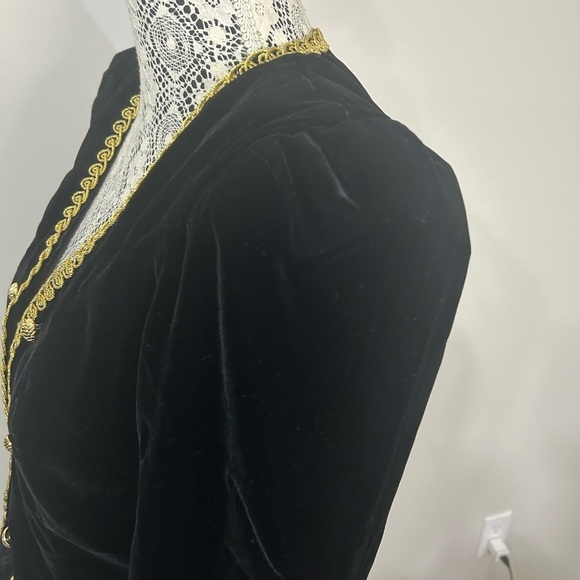 Vintage military inspired black velvet with gold trim accents and buttons - Picture 7 of 15